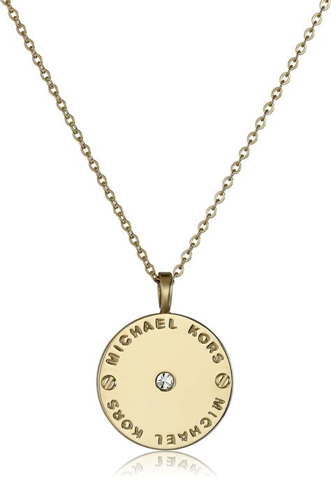 michael kors gold disc necklace|michael kors sterling silver necklace.